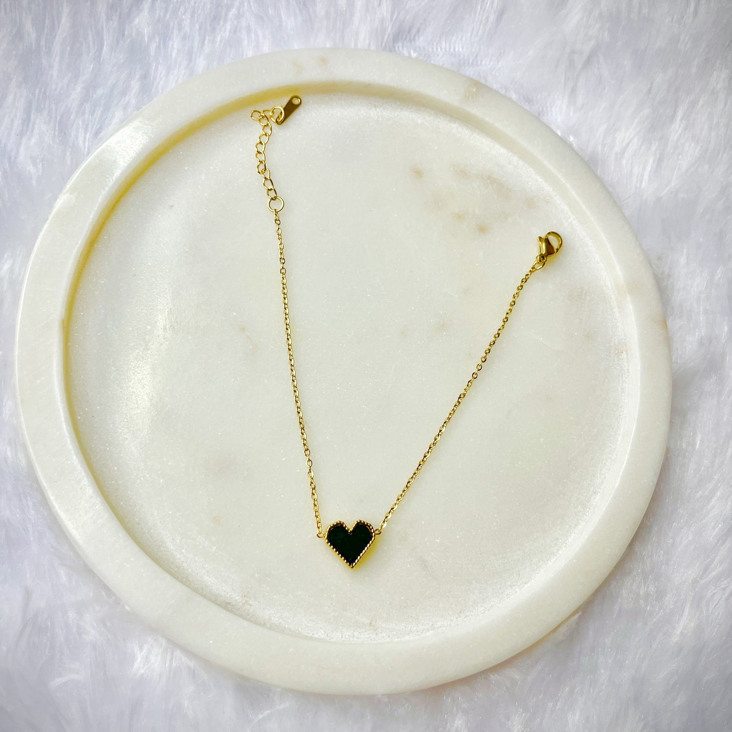 Stainless Steel Black & White Heart Bracelet