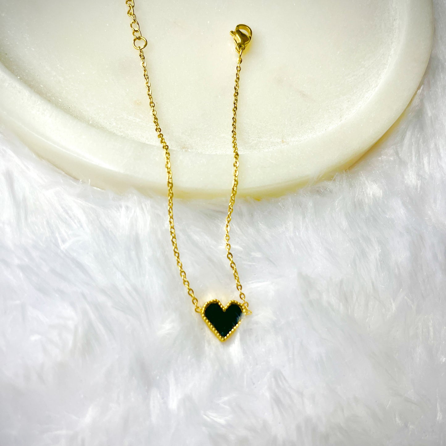 Stainless Steel Black & White Heart Bracelet