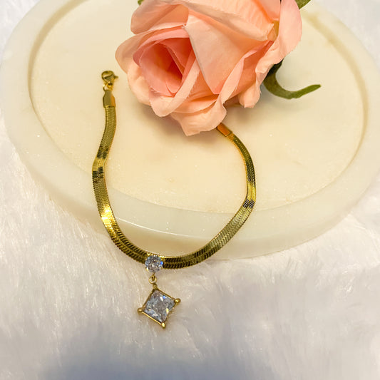 Stainless Steel Zirconia Chain Bracelet