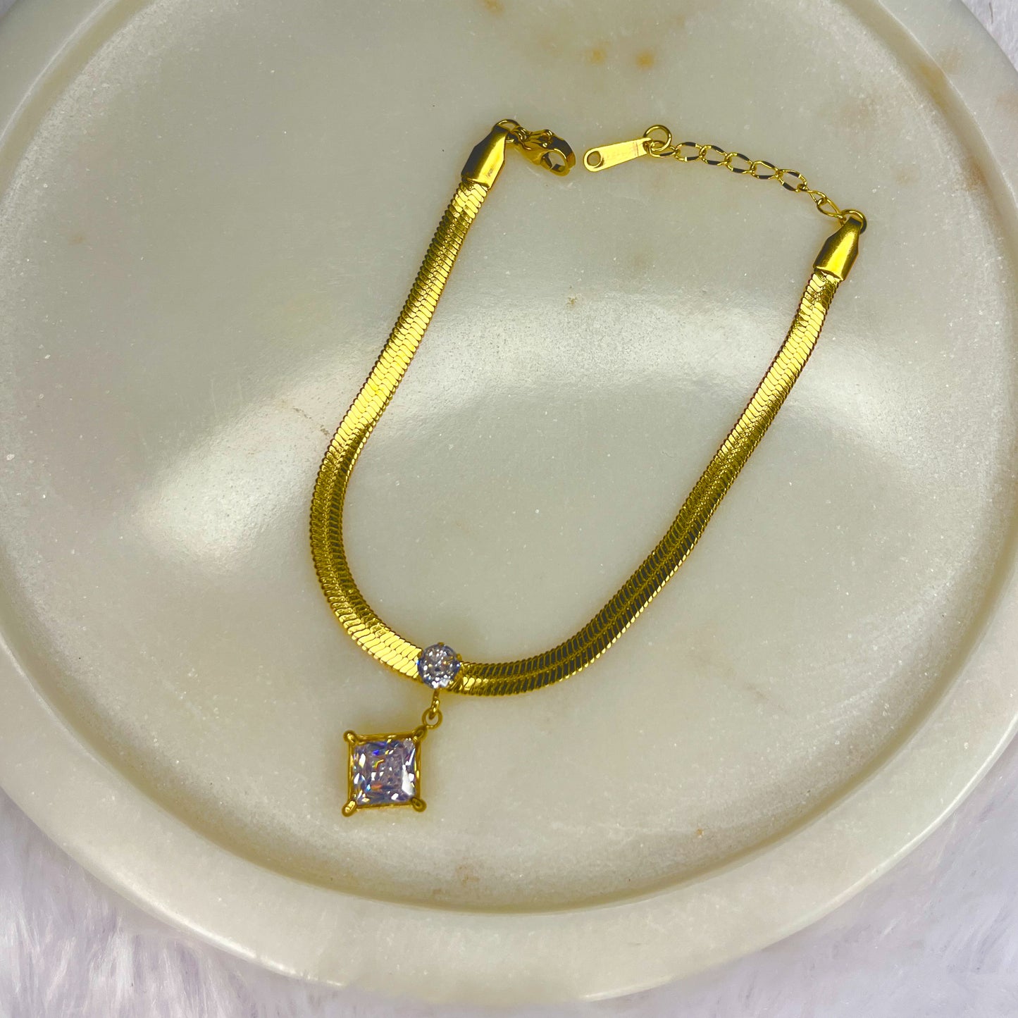 Stainless Steel Zirconia Chain Bracelet