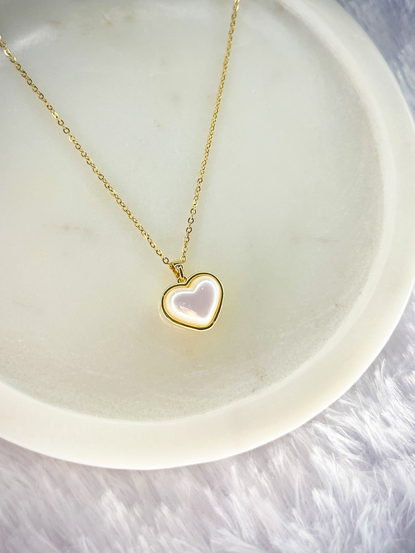Stainless steel Pearl Heart Necklace