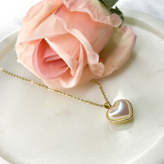 Stainless steel Pearl Heart Necklace