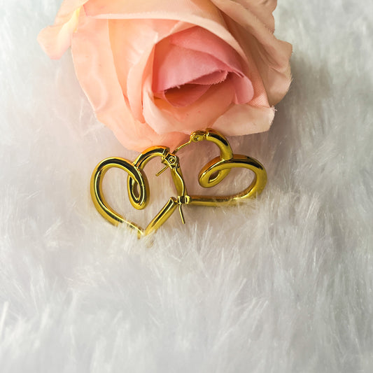 Stainless Steel Anti Tarnish Heart Shape Hoops Earring