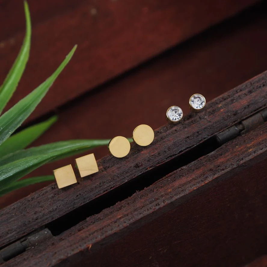 Stainless Steel Rosegold Plated Round Shaped Drop Earring
