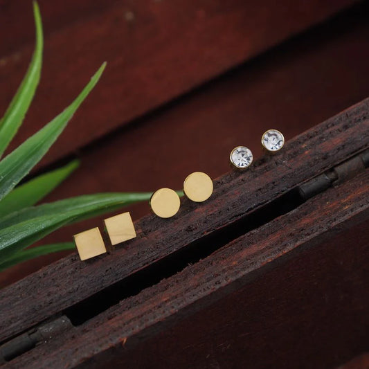 Stainless Steel Rosegold Plated Round Shaped Drop Earring
