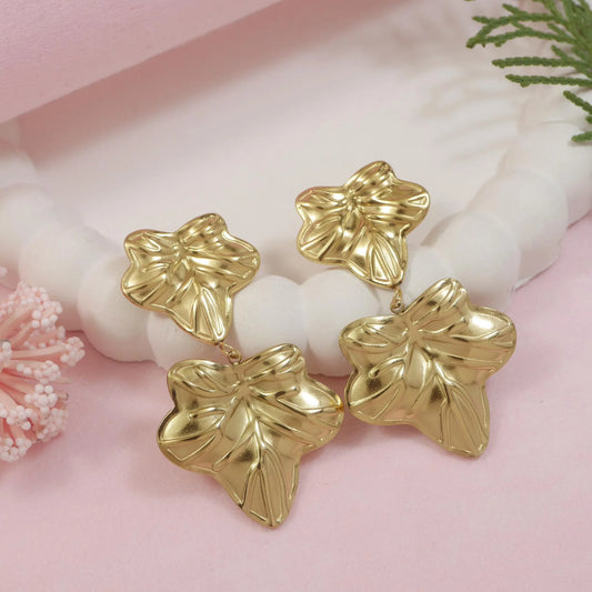 Stainless Steel Gold Leaves Earring.