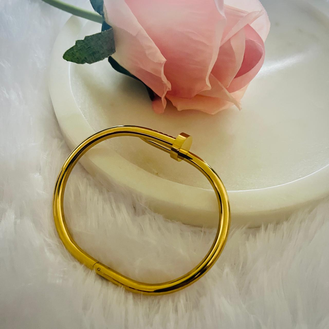 Stainless steel Gold Plated Nail Shaped Kada