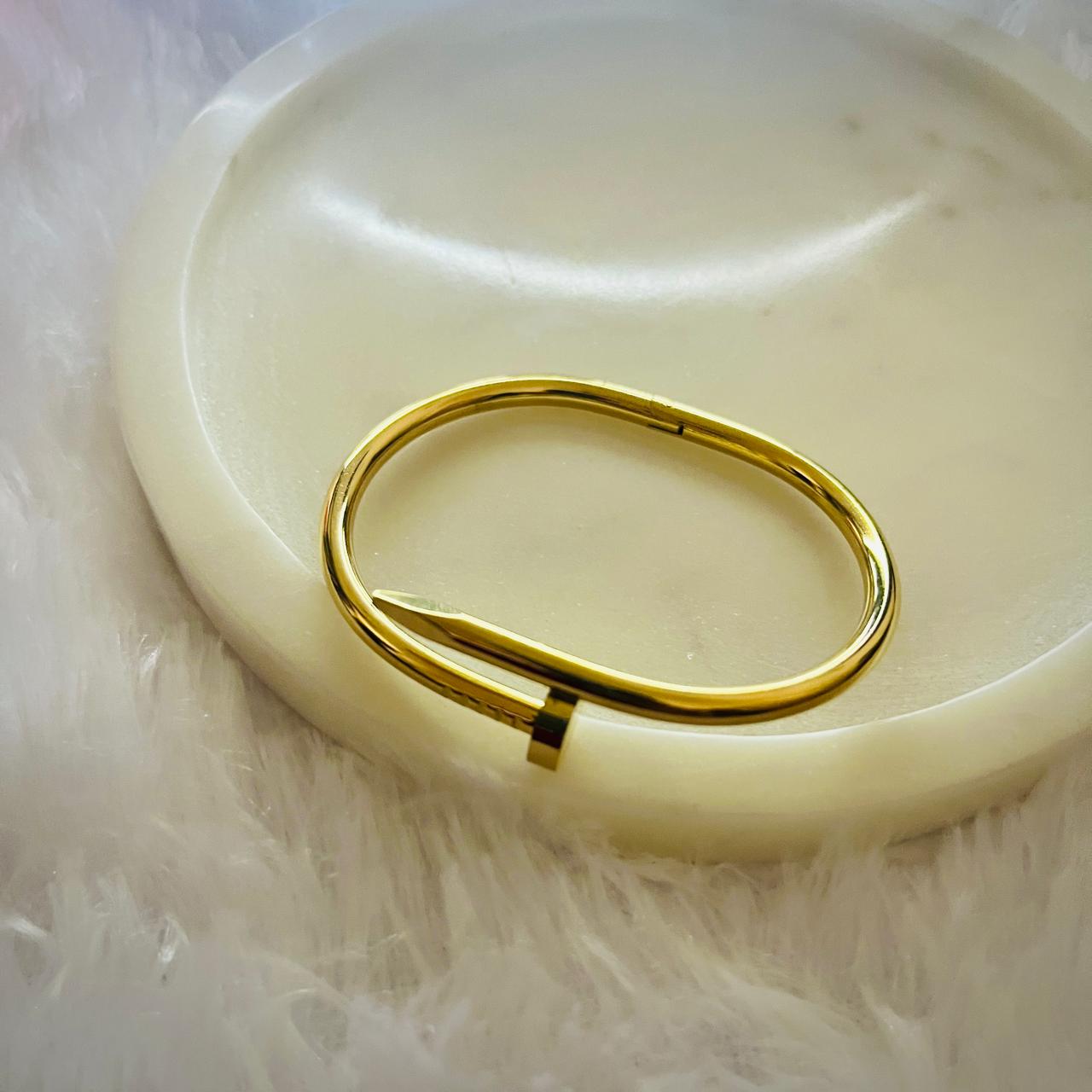 Stainless steel Gold Plated Nail Shaped Kada